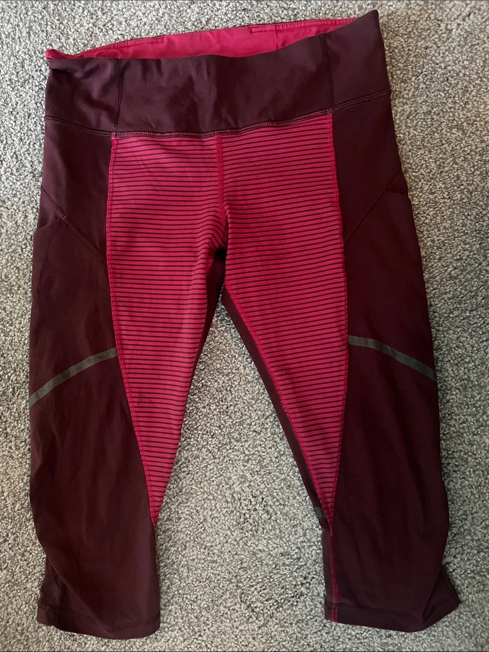 lululemon athletica Burgundy and Pink Panel Crop Leggings